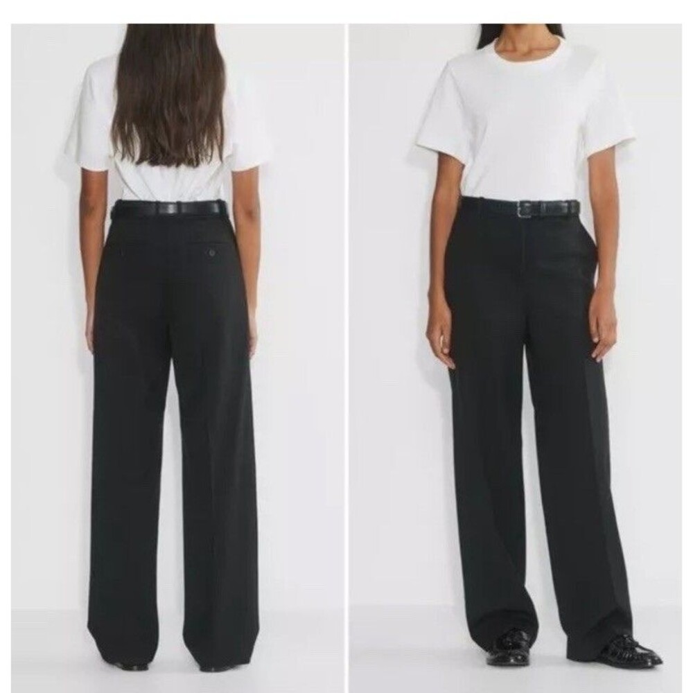 Aritzia Babaton Black Wool Agency R Straight Dress Pant High Rise Size 6